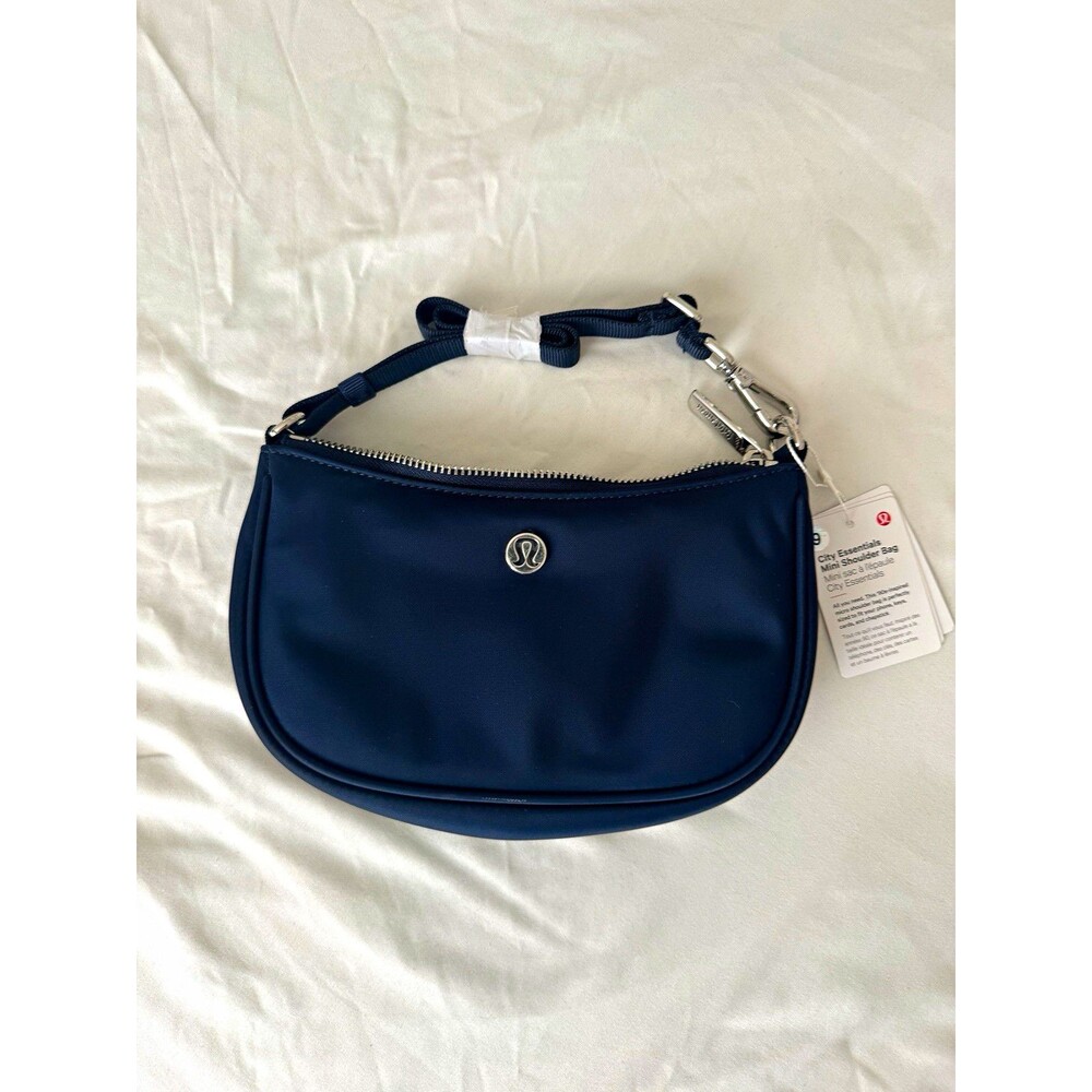 lululemon City Essentials Mini Crescent Shoulder Bag Nylon Zip Navy 1L